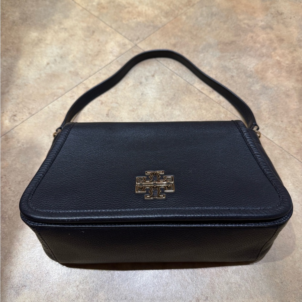 Tory Burch Britten Black Leather Shoulder Bag